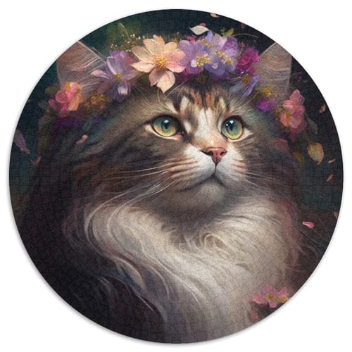Fantasy-Katzen-Puzzle für Erwachsene, 1000 Teile, rundes Puzzle, Denkspiel, interaktives Familienspiel, geeignet für Kinder ab 14 Jahren, 67,5 x 67,5 cm Fantasy-Katzen-Puzzle für Erwachsene, 1000 Teile, rundes Puzzle, Denkspiel, interaktives Familienspiel, geeignet für Kinder ab 14 Jahren, 67,5 x 67,5 cm von LiJianXXL