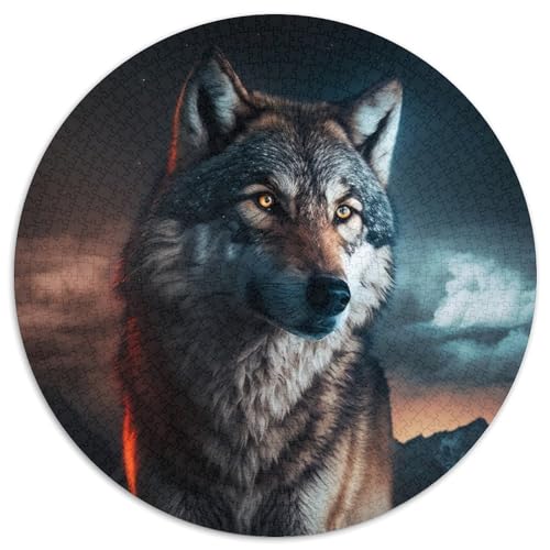 Fantasy Wolf Puzzle 1000 Teile für Erwachsene, 1000-teiliges rundes Puzzle, Puzzle mit hohem Schwierigkeitsgrad für Jugendliche, 67,5 x 67,5 cm von LiJianXXL