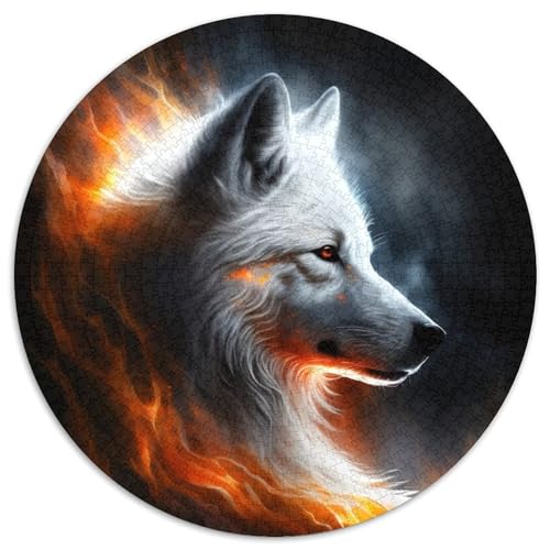 Fantasy-Wolf-Puzzle für Erwachsene, 1000-teiliges, rundes Puzzle, Denkspiel, interaktives Familienspiel, geeignet für Kinder ab 14 Jahren, 67,5 x 67,5 cm von LiJianXXL