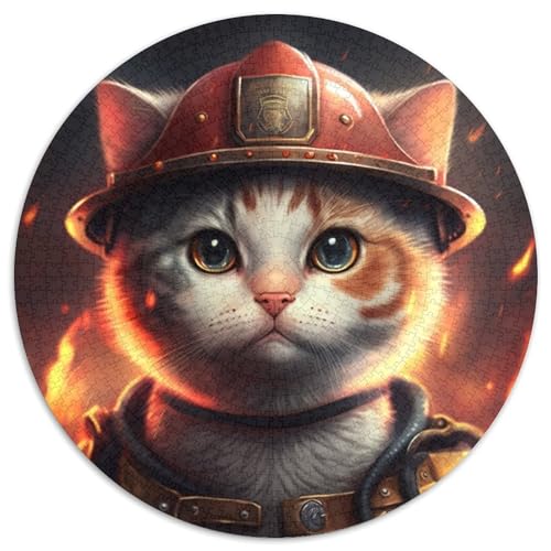 Feuerwehrmann-Katzen-Puzzle für Erwachsene, 1000 Teile, rundes Puzzle, Denkspiel, interaktives Familienspiel, geeignet für Kinder ab 14 Jahren, 67,5 x 67,5 cm Feuerwehrmann-Katzen-Puzzle für Erwachsene, 1000 Teile, rundes Puzzle, Denkspiel, interaktives Familienspiel, geeignet für Kinder ab 14 Jahren, 67,5 x 67,5 cm von LiJianXXL