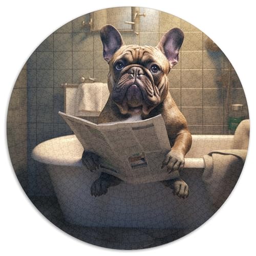 Französische Bulldogge liest Zeitung. Puzzle für Erwachsene, 1000 Teile. Anspruchsvolles Denkspiel, Familienaktivität, Heimdekoration, 67,5 x 67,5 cm von LiJianXXL