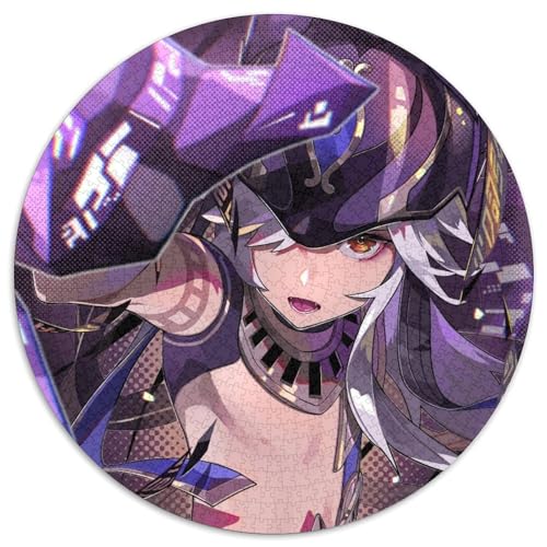 Genshin Impact Cyno Puzzles 1000 Teile für Erwachsene, rundes Puzzle 1000 Teile, Spielgeschenk für Erwachsene, interaktives Familienspiel, Gehirn-Herausforderungsgeschenk, 67,5 x 67,5 cm von LiJianXXL