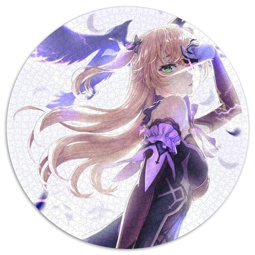 Genshin Impact Fischl 1000-teiliges Puzzle, rund, 1000 Teile, Puzzle für Erwachsene, perfekt für Heimdekoration, Geburtstage, Feiertage und Geschenke, 67,5 x 67,5 cm von LiJianXXL