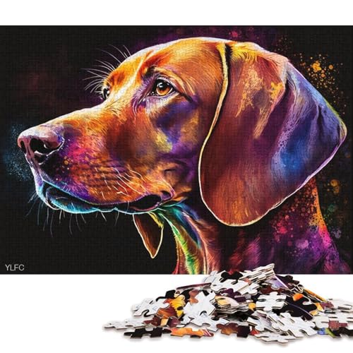 Puzzle 1000 Teile, Vizsla-Hund, Feuer, Wasser, Puzzle für Erwachsene, Puzzle aus Pappe, anspruchsvolles Spiel (Größe 38 * 26 cm) von LiJianXXL
