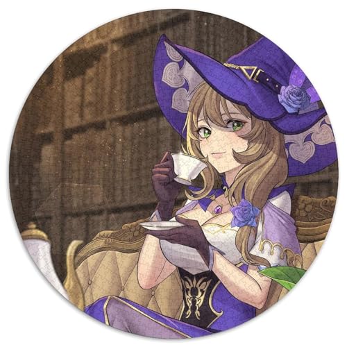 Puzzle für 1000 Teile, Genshin Impact Lisa, rundes Puzzle, 1000 Teile für Erwachsene, pädagogische Aktivität zur Verbesserung kognitiver Fähigkeiten, 67,5 x 67,5 cm von LiJianXXL