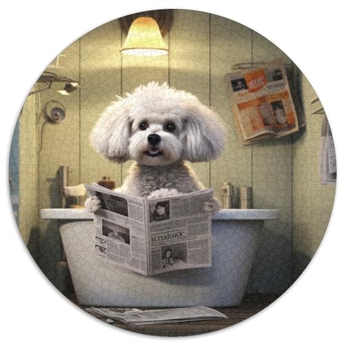 Puzzle für Erwachsene, 1000 Teile, Bichon Frisé liest Zeitung, runde Puzzles für 1000 Teile, Geburtstagsgeschenkidee, anspruchsvolles Denkspiel, 67,5 x 67,5 cm Puzzle für Erwachsene, 1000 Teile, Bichon Frisé liest Zeitung, runde Puzzles für 1000 Teile, Geburtstagsgeschenkidee, anspruchsvolles Denkspiel, 67,5 x 67,5 cm von LiJianXXL