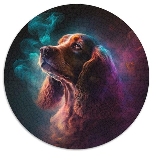Puzzle für Erwachsene, 1000 Teile, Cocker Spaniel Nebula, runde Puzzles für 1000 Teile, Geburtstagsgeschenkidee, anspruchsvolles Denkspiel, 67,5 x 67,5 cm Puzzle für Erwachsene, 1000 Teile, Cocker Spaniel Nebula, runde Puzzles für 1000 Teile, Geburtstagsgeschenkidee, anspruchsvolles Denkspiel, 67,5 x 67,5 cm von LiJianXXL