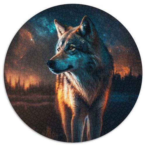 Puzzle für Erwachsene, 1000 Teile, Fantasy-Wolf, runde Puzzles für 1000 Teile, Geburtstagsgeschenkidee, anspruchsvolles Denkspiel, 67,5 x 67,5 cm Puzzle für Erwachsene, 1000 Teile, Fantasy-Wolf, runde Puzzles für 1000 Teile, Geburtstagsgeschenkidee, anspruchsvolles Denkspiel, 67,5 x 67,5 cm von LiJianXXL