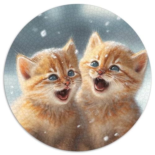 Puzzle für Erwachsene, 1000 Teile, Kätzchen im Schnee, 1000-teiliges rundes Puzzle, interaktives Familienspiel, geeignet für Kinder ab 14 Jahren, 67,5 x 67,5 cm Puzzle für Erwachsene, 1000 Teile, Kätzchen im Schnee, 1000-teiliges rundes Puzzle, interaktives Familienspiel, geeignet für Kinder ab 14 Jahren, 67,5 x 67,5 cm von LiJianXXL