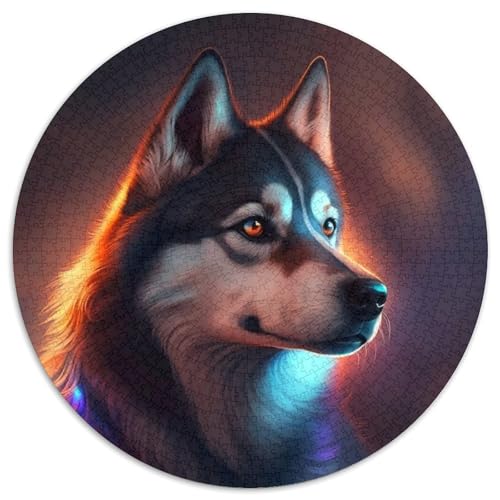 Puzzle für Erwachsene, 1000 Teile, Tier-Husky, runde Puzzles für 1000 Teile, Geburtstagsgeschenkidee, anspruchsvolles Denkspiel, 67,5 x 67,5 cm Puzzle für Erwachsene, 1000 Teile, Tier-Husky, runde Puzzles für 1000 Teile, Geburtstagsgeschenkidee, anspruchsvolles Denkspiel, 67,5 x 67,5 cm von LiJianXXL