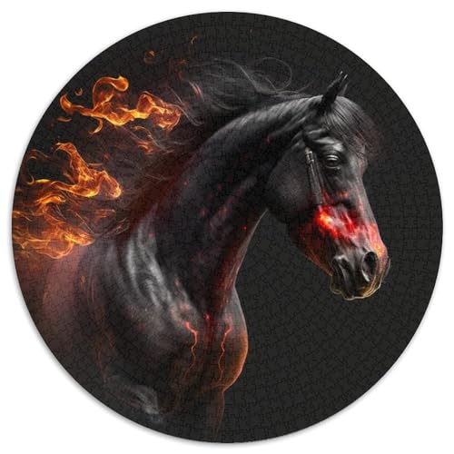 Puzzle für Erwachsene, 1000 Teile, schwarzes Pferd, runde Puzzles für 1000 Teile, Geburtstagsgeschenkidee, anspruchsvolles Denkspiel, 67,5 x 67,5 cm Puzzle für Erwachsene, 1000 Teile, schwarzes Pferd, runde Puzzles für 1000 Teile, Geburtstagsgeschenkidee, anspruchsvolles Denkspiel, 67,5 x 67,5 cm von LiJianXXL