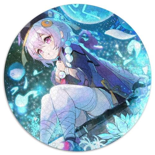 Puzzle für Erwachsene 1000 Genshin Impact Qiqi, runde Puzzles 1000 Teile für Erwachsene, perfekt für Heimdekoration, Geburtstage, Feiertage und Geschenke, 67,5 x 67,5 cm von LiJianXXL