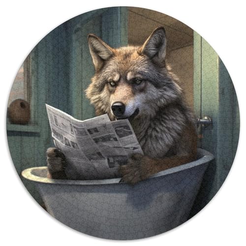 Puzzle für Erwachsene mit Zeitung lesendem Wolf, 1000-teiliges Puzzle für Erwachsene, Eltern, Partner, Freunde – ab 14 Jahren, 67,5 x 67,5 cm Puzzle für Erwachsene mit Zeitung lesendem Wolf, 1000-teiliges Puzzle für Erwachsene, Eltern, Partner, Freunde – ab 14 Jahren, 67,5 x 67,5 cm von LiJianXXL