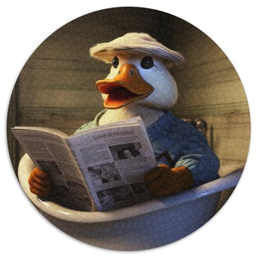 Puzzle mit Zeitung lesender Ente, 1000 Teile, Puzzle für Erwachsene, Weihnachten, Halloween, Ostern, Neujahr, 67,5 x 67,5 cm von LiJianXXL