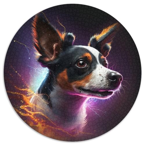 Rat Terrier Puzzle für Erwachsene, 1000 Teile, rund, Puzzle, 1000 Teile, Familienaktivität, Denksportaufgabe, Heimdekoration, 67,5 x 67,5 cm von LiJianXXL