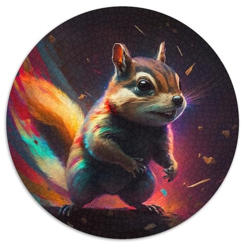 Streifenhörnchen-Puzzles für Erwachsene, 1000-teiliges rundes Puzzle, 1000 Teile, perfekt für Jugendliche und Heimdekoration, 67,5 x 67,5 cm von LiJianXXL