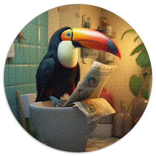 Tukan liest Zeitung, Puzzle, 1000 Teile, Puzzle für Erwachsene, Weihnachten, Halloween, Ostern, Neujahr, 67,5 x 67,5 cm von LiJianXXL