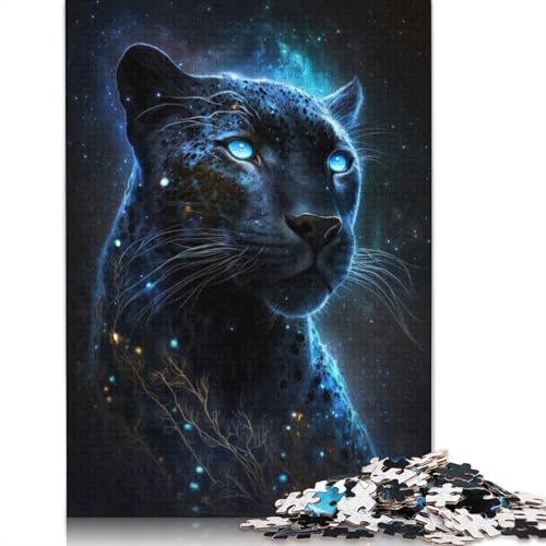 LiJianXXO Puzzle für Erwachsene, 1000 Teile, Schwarzer Leopard, Holzpuzzle, Denksportaufgaben für Erwachsene (Größe 75 x 50 cm) von LiJianXXO