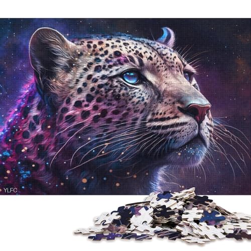 Puzzle mit 1000 Teilen, kosmisches Tier-Leoparden-Puzzle für Erwachsene und Kinder, Holzpuzzle, Familienaktivität (Größe 75 * 50 cm) von LiJianXXO