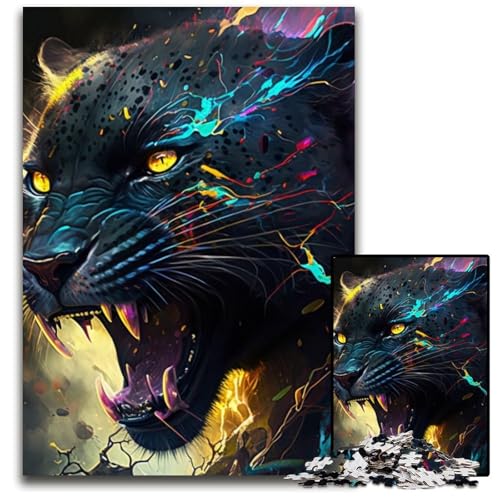 1000-teiliges Fantasy-Leoparden-Puzzle für Erwachsene, anspruchsvolles Denkspiel für Teenager, Spaß für den Familienspieleabend, 26x38cm/10,23x14,96 Zoll von LiJianXXR