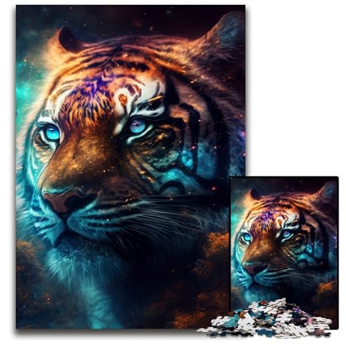 1000-teiliges Fantasy-Tiger-Puzzle für Erwachsene, anspruchsvolles Denkspiel für Teenager, Spaß für den Familienspieleabend, 50x75cm/19,68x29,52 Zoll von LiJianXXR
