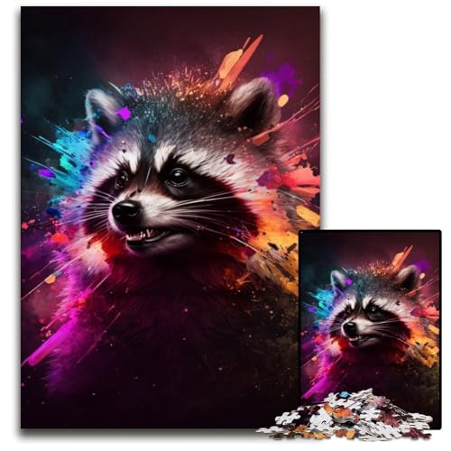 1000-teiliges Fantasy-Waschbär-Puzzle für Erwachsene, anspruchsvolles Denkspiel für Teenager, Spaß für den Familienspieleabend, 26x38cm/10,23x14,96 Zoll 1000-teiliges Fantasy-Waschbär-Puzzle für Erwachsene, anspruchsvolles Denkspiel für Teenager, Spaß für den Familienspieleabend, 26x38cm/10,23x14,96 Zoll von LiJianXXR