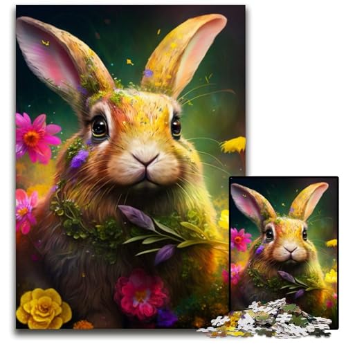 1000-teiliges Kaninchen-Puzzle für Erwachsene, anspruchsvolles Denkspiel für Teenager, Spaß für den Familienspieleabend, 26x38cm/10,23x14,96 Zoll von LiJianXXR