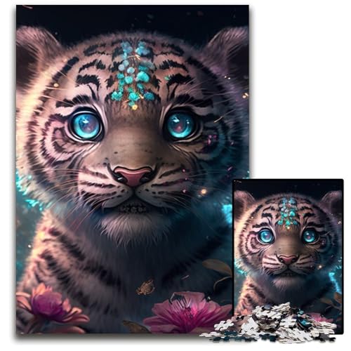 1000-teiliges Puzzle, Fantasie-Tiger, Holzpuzzle, anspruchsvolles Denkspiel, Familienaktivität, Heimdekoration, 50x75cm/19,68x29,52 Zoll von LiJianXXR