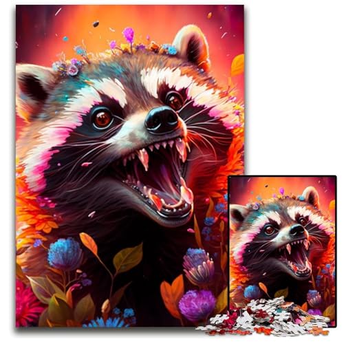1000-teiliges Puzzle, farbenfrohes Kunst-Waschbär-Puzzle aus Pappe, anspruchsvolles Denkspiel, Familienaktivität, Heimdekoration, 26x38cm/10,23x14,96 Zoll 1000-teiliges Puzzle, farbenfrohes Kunst-Waschbär-Puzzle aus Pappe, anspruchsvolles Denkspiel, Familienaktivität, Heimdekoration, 26x38cm/10,23x14,96 Zoll von LiJianXXR