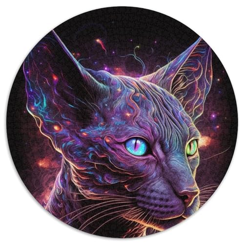 1000-teiliges Puzzle, schöne Dschungelkatze, runde Puzzles, 1000 Teile für Erwachsene, DIY-Dekoration, Gehirn-Herausforderung, für Erwachsene, Familie, 67,5 x 67,5 cm von LiJianXXR