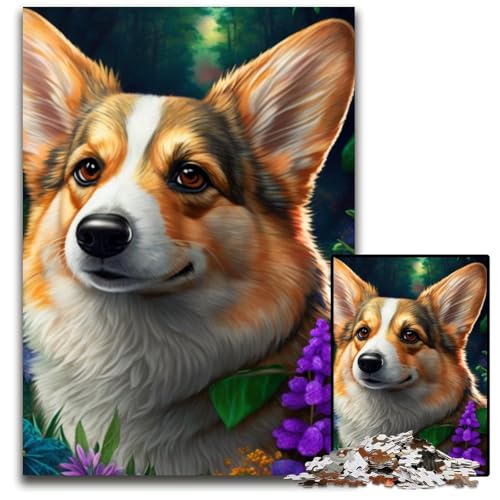 1000-teiliges Puzzle, wunderschönes Corgi-Holzpuzzle, anspruchsvolles Denkspiel, Familienaktivität, Heimdekoration, 50x75cm/19,68x29,52 Zoll von LiJianXXR