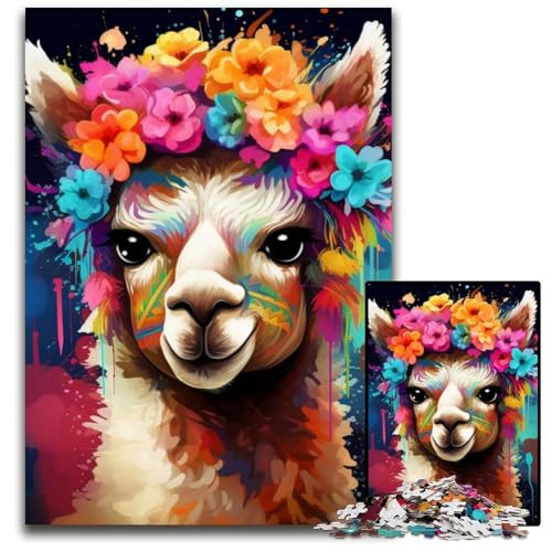 1000-teiliges Puzzle „Alpaka mit Blumen“ für Erwachsene, anspruchsvolles Denkspiel für Teenager, Spaß für den Familienspielabend, 26x38cm/10,23x14,96 Zoll 1000-teiliges Puzzle „Alpaka mit Blumen“ für Erwachsene, anspruchsvolles Denkspiel für Teenager, Spaß für den Familienspielabend, 26x38cm/10,23x14,96 Zoll von LiJianXXR