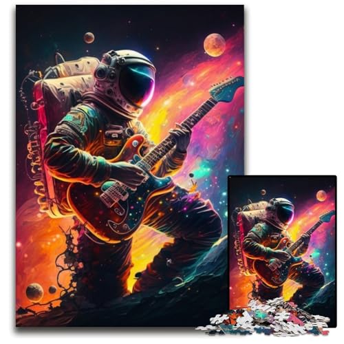 1000-teiliges Puzzle „Astronaut spielt Gitarre“ für Erwachsene, anspruchsvolles Denkspiel für Teenager, Spaß für den Familienspieleabend, 26x38cm/10,23x14,96 Zoll von LiJianXXR