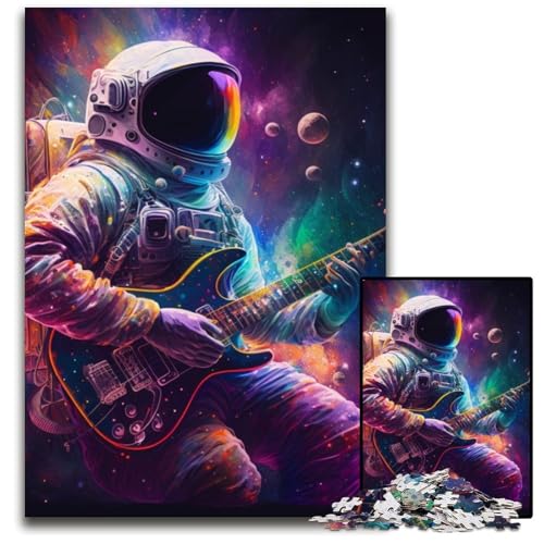 1000-teiliges Puzzle „Astronaut spielt Gitarre“ für Erwachsene, anspruchsvolles Denkspiel für Teenager, Spaß für den Familienspieleabend, 50x75cm/19,68x29,52 Zoll von LiJianXXR