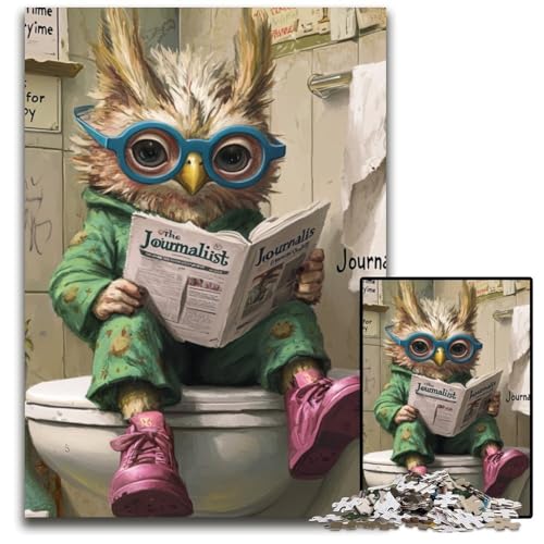 1000-teiliges Puzzle „Eule geht auf Toilette“, Holzpuzzle, anspruchsvolles Denkspiel, Familienaktivität, Heimdekoration, 50x75cm/19,68x29,52 Zoll 1000-teiliges Puzzle „Eule geht auf Toilette“, Holzpuzzle, anspruchsvolles Denkspiel, Familienaktivität, Heimdekoration, 50x75cm/19,68x29,52 Zoll von LiJianXXR