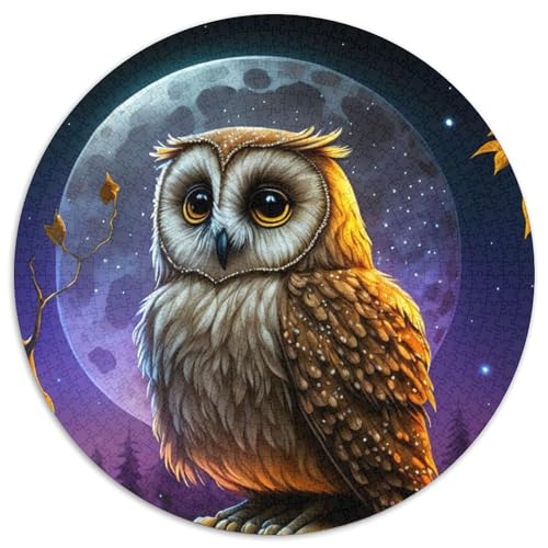 1000-teiliges Puzzle „Eulennacht“, runde Puzzles mit 1000 Teilen für Erwachsene, Heimdekoration, 67,5 x 67,5 cm von LiJianXXR