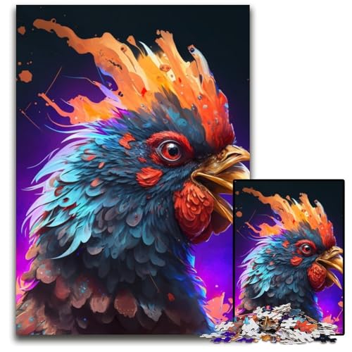 1000-teiliges Puzzle „Fantasy Chicken“ aus Pappe, anspruchsvolles Denkspiel, Familienaktivität, Heimdekoration, 26x38cm/10,23x14,96 Zoll von LiJianXXR