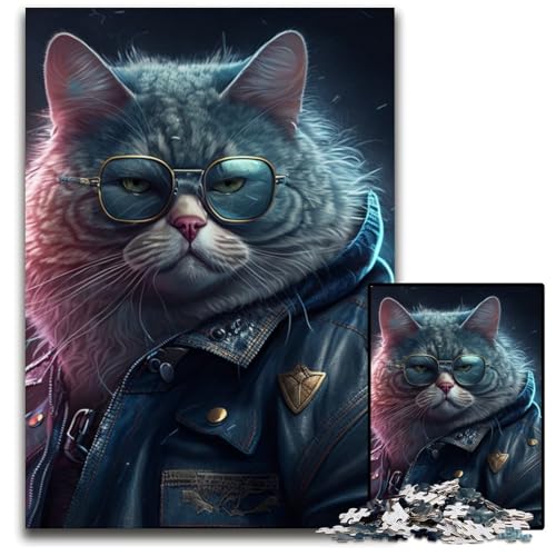 1000-teiliges Puzzle „Fantasy-Katze“ für Erwachsene, anspruchsvolles Denkspiel für Teenager, Spaß für den Familienspieleabend, 50x75cm/19,68x29,52 Zoll von LiJianXXR