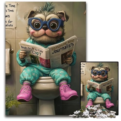 1000-teiliges Puzzle „Pug Go Toilet“, Papppuzzle, anspruchsvolles Denkspiel, Familienaktivität, Heimdekoration, 26x38cm/10,23x14,96 Zoll 1000-teiliges Puzzle „Pug Go Toilet“, Papppuzzle, anspruchsvolles Denkspiel, Familienaktivität, Heimdekoration, 26x38cm/10,23x14,96 Zoll von LiJianXXR