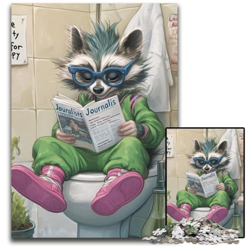 1000-teiliges Puzzle „Raccoon Go Toilet“, schwierige Puzzles für Erwachsene für Feiertage, Geburtstage und Familienspieleabende, 26x38cm/10,23x14,96 Zoll 1000-teiliges Puzzle „Raccoon Go Toilet“, schwierige Puzzles für Erwachsene für Feiertage, Geburtstage und Familienspieleabende, 26x38cm/10,23x14,96 Zoll von LiJianXXR