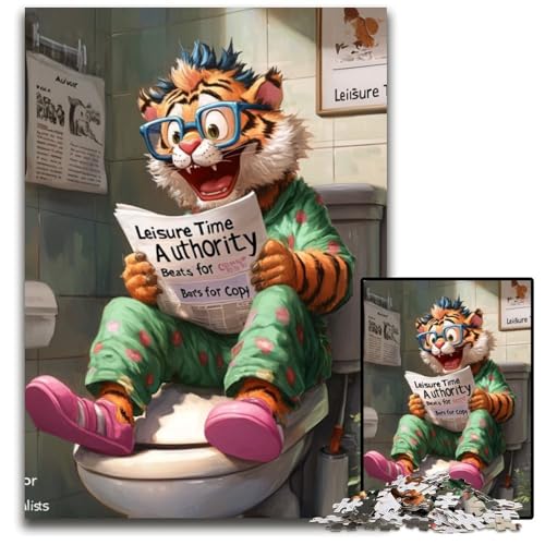 1000-teiliges Puzzle „Tiger Go Toilet“, unmögliche Puzzles für Erwachsene, für Teenager und Familien, perfekte DIY-Dekoration und knifflige Herausforderung, 26x38cm/10,23x14,96 Zoll 1000-teiliges Puzzle „Tiger Go Toilet“, unmögliche Puzzles für Erwachsene, für Teenager und Familien, perfekte DIY-Dekoration und knifflige Herausforderung, 26x38cm/10,23x14,96 Zoll von LiJianXXR