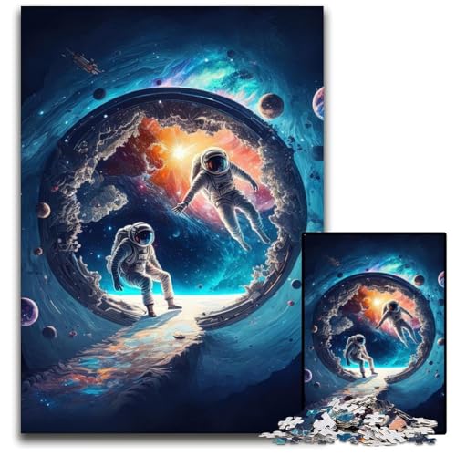 1000-teiliges Puzzle Astronauten-Holzpuzzle, anspruchsvolles Denkspiel, Familienaktivität, Heimdekoration, 50x75cm/19,68x29,52 Zoll von LiJianXXR