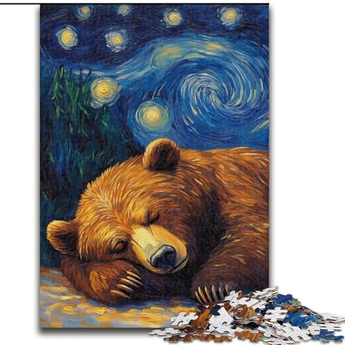 1000-teiliges Puzzle Braunbär-Nachthimmel aus Holz, Kinder ab 14 Jahren, 50x75cm, Denkspiel für Teenager, Spieleabend mit der Familie 1000-teiliges Puzzle Braunbär-Nachthimmel aus Holz, Kinder ab 14 Jahren, 50x75cm, Denkspiel für Teenager, Spieleabend mit der Familie von LiJianXXR