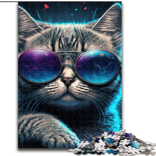 1000-teiliges Puzzle Cat Cool aus Holz, Kinder ab 14 Jahren, 50x75cm, Denkspiel für Teenager, Spieleabend mit der Familie 1000-teiliges Puzzle Cat Cool aus Holz, Kinder ab 14 Jahren, 50x75cm, Denkspiel für Teenager, Spieleabend mit der Familie von LiJianXXR