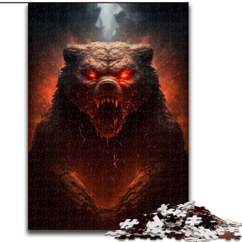 1000-teiliges Puzzle Dämonischer Bär aus Holz, anspruchsvolles Denkspiel für Teenager, Spaß für den Familienspielabend, 1000 Teile(50x75cm) von LiJianXXR
