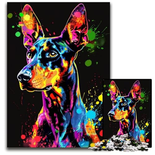 1000-teiliges Puzzle Dobermann-Pinscher, unmögliche Puzzles für Erwachsene, für Teenager und Familien, perfekte DIY-Dekoration und knifflige Herausforderung, 26x38cm/10,23x14,96 Zoll von LiJianXXR