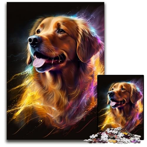 1000-teiliges Puzzle Fantasy Golden Retriever, Papppuzzle, anspruchsvolles Denkspiel, Familienaktivität, Heimdekoration, 26x38cm/10,23x14,96 Zoll 1000-teiliges Puzzle Fantasy Golden Retriever, Papppuzzle, anspruchsvolles Denkspiel, Familienaktivität, Heimdekoration, 26x38cm/10,23x14,96 Zoll von LiJianXXR