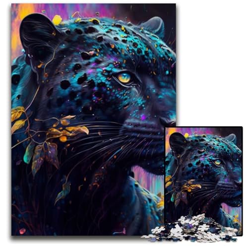 1000-teiliges Puzzle Fantasy Leopard aus Pappe, anspruchsvolles Denkspiel, Familienaktivität, Heimdekoration, 26x38cm/10,23x14,96 Zoll von LiJianXXR