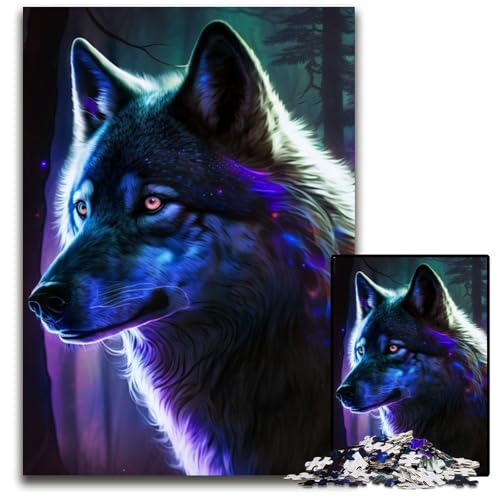 1000-teiliges Puzzle Fantasy Wolf aus Pappe, anspruchsvolles Denkspiel, Familienaktivität, Heimdekoration, 26x38cm/10,23x14,96 Zoll von LiJianXXR