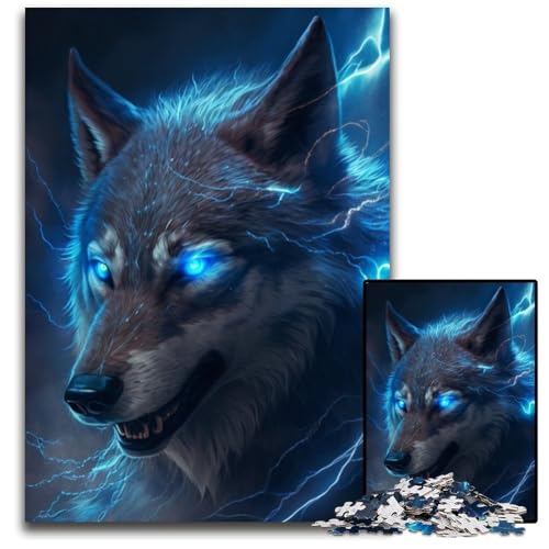1000-teiliges Puzzle Fantasy Wolf aus Pappe, anspruchsvolles Denkspiel, Familienaktivität, Heimdekoration, 26x38cm/10,23x14,96 Zoll 1000-teiliges Puzzle Fantasy Wolf aus Pappe, anspruchsvolles Denkspiel, Familienaktivität, Heimdekoration, 26x38cm/10,23x14,96 Zoll von LiJianXXR